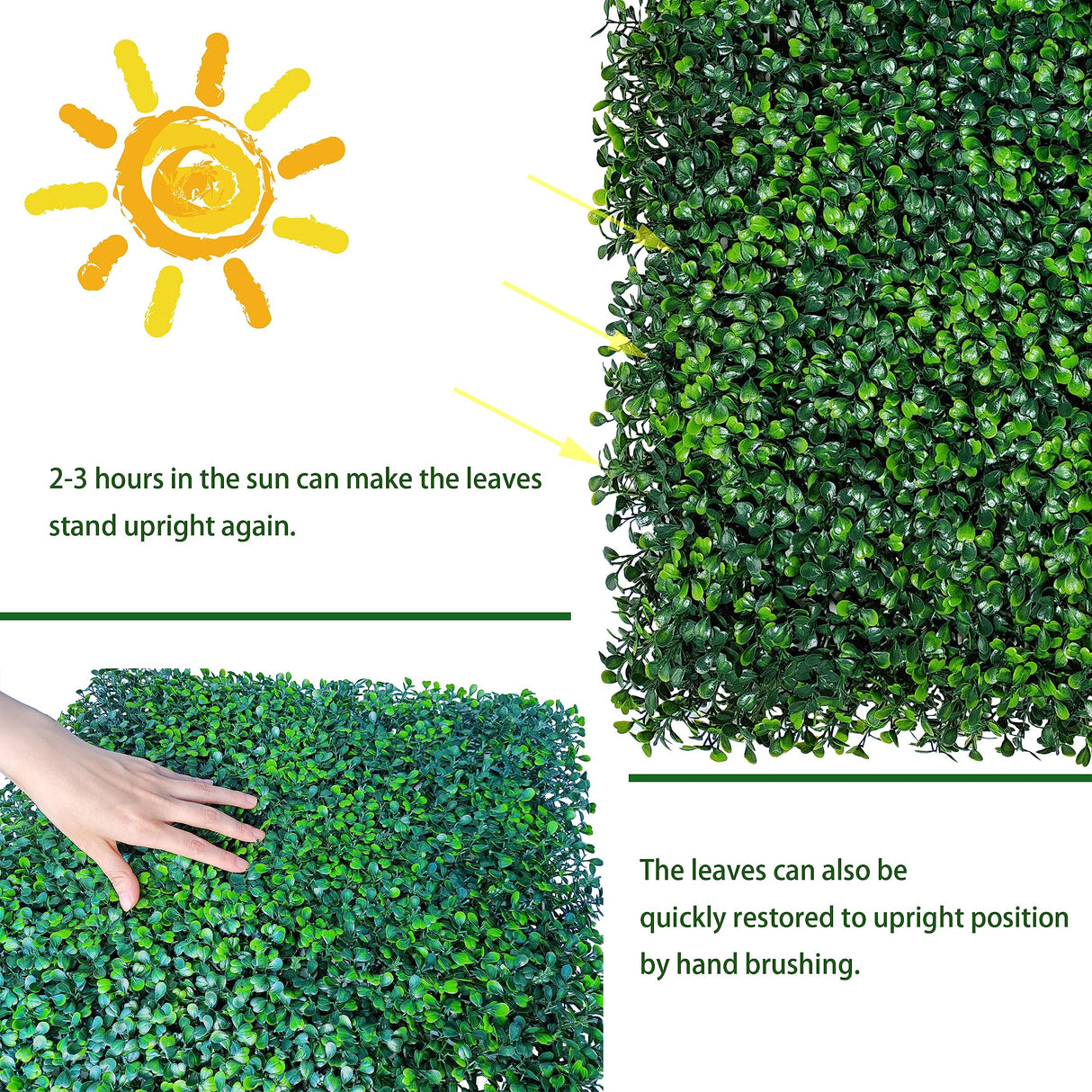 ODTORY Artificial Grass Wall Panel Backdrop,10" X 10" 12P(8.4 sqft) UV-Anti Greenery Boxwood Panels for Indoor Outdoor Green Wall Decor & Ivy Fence Covering Privacy ODTORY