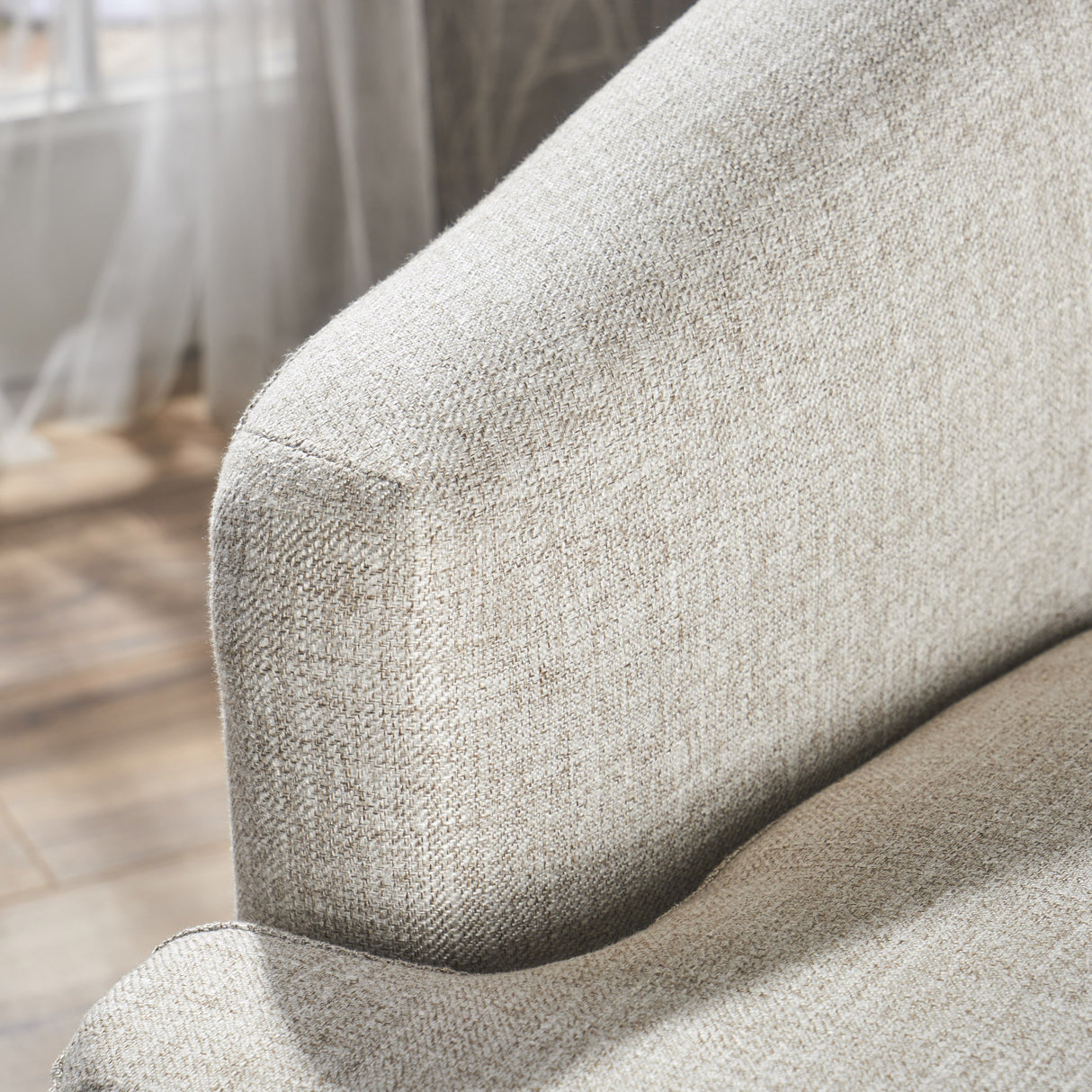 Christopher Knight Home Sheena Mid-Century Modern Fabric Loveseat, Beige / Natural GDFStudio