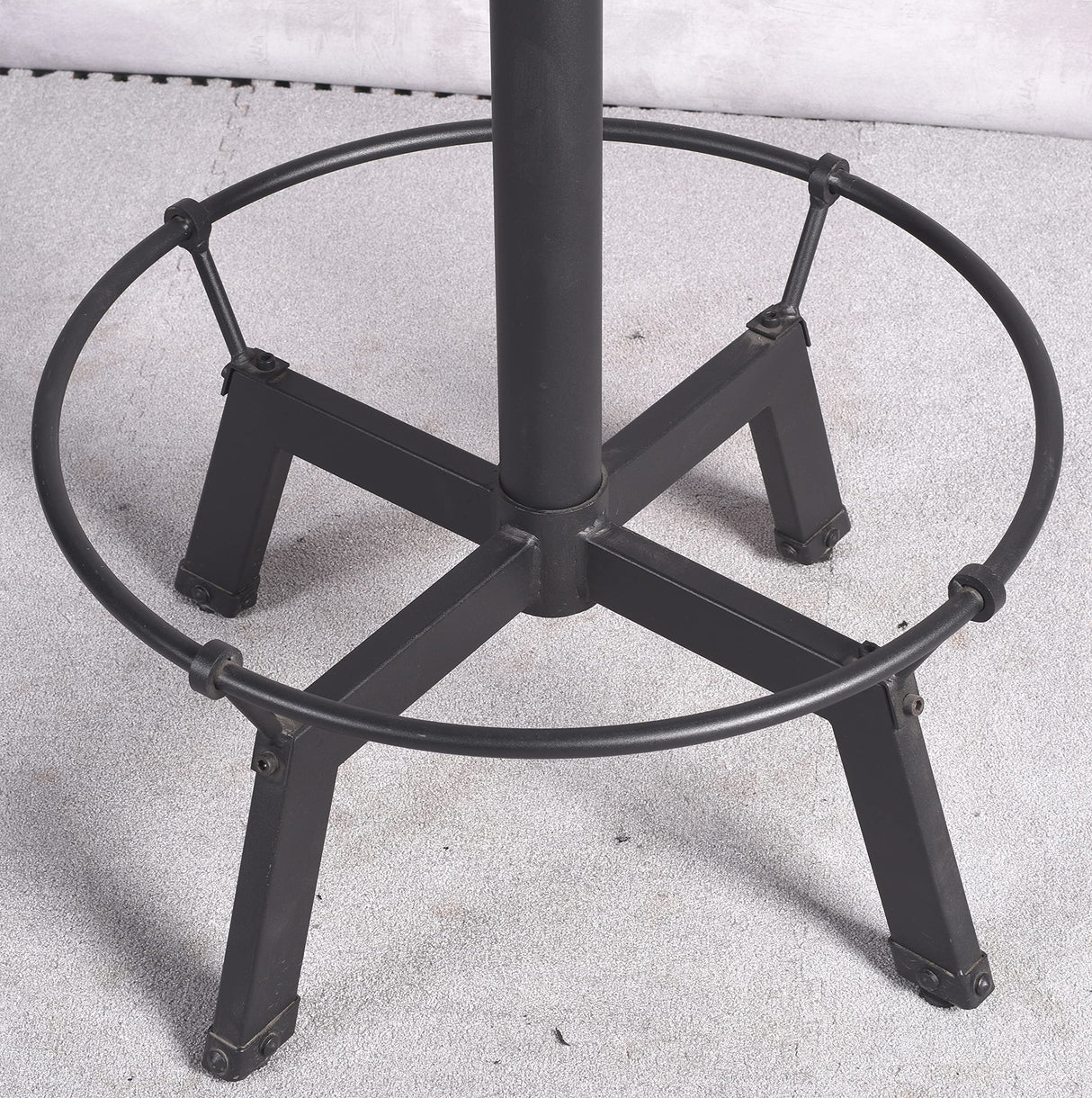Topower Adjustable Height Industrial Pub Table with Round Wooden Top - Black Topower