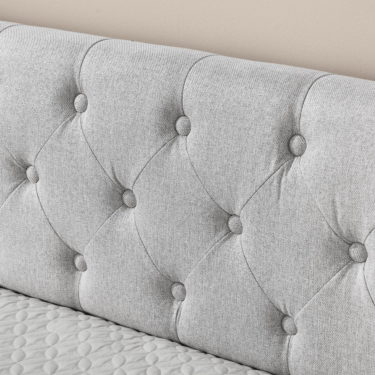 Twin to King Daybed Frame with Two Storage Drawers, Modern Upholstered Button Tufted Day Bed Nailhead Trim and Wood Slat for Bedroom Guest Room, No Box Spring Needed(Twin to King, Beige) SLEERWAY