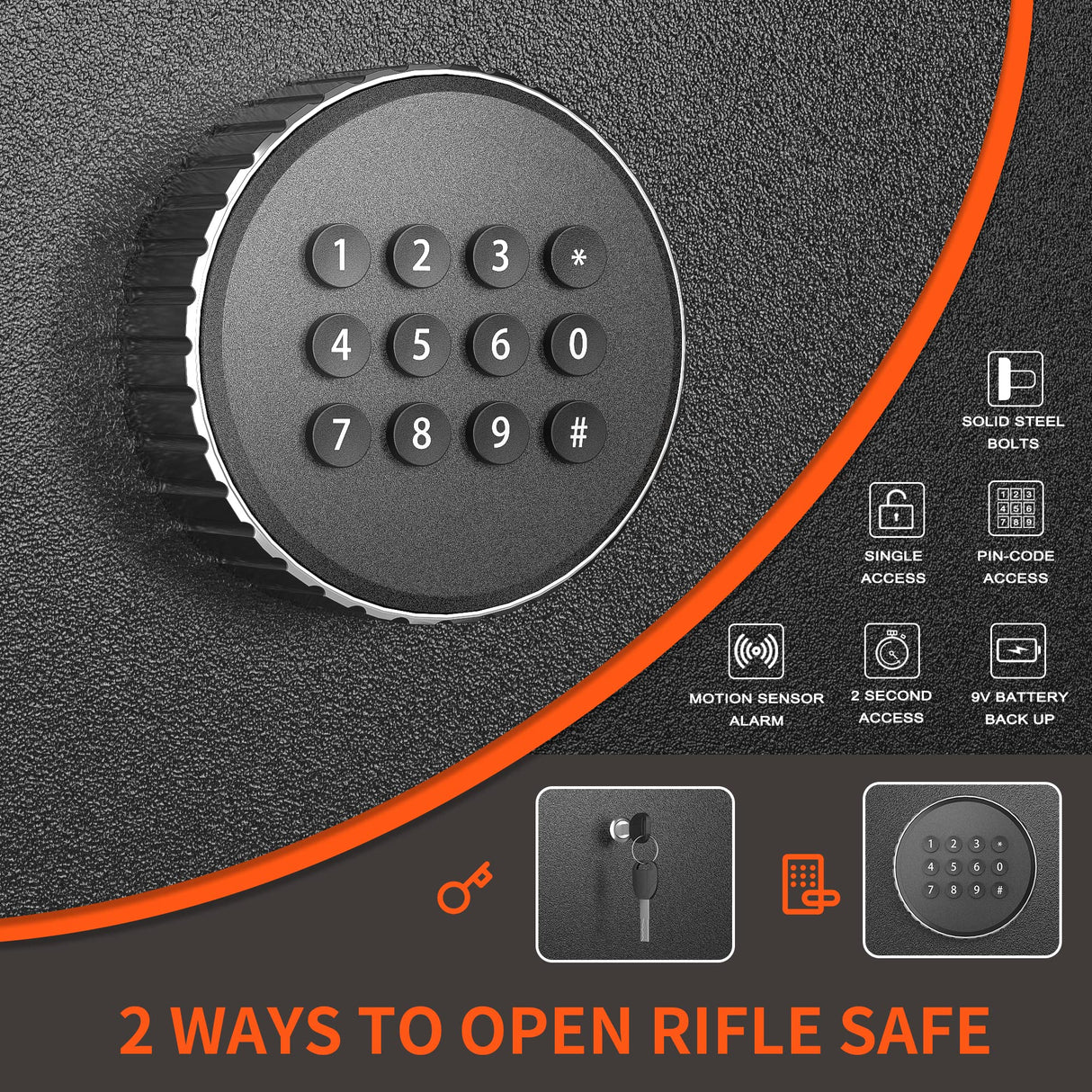 INTERGREAT [2024 New 8-10 Rifle Gun Safe, Gun Safes for Home Rifle and Pistols with Keypad, Gun Cabinet for Rifles and Shotguns with Pocket and Removable Shelf, Long Gun Safe, Easy Assemble INTERGREAT