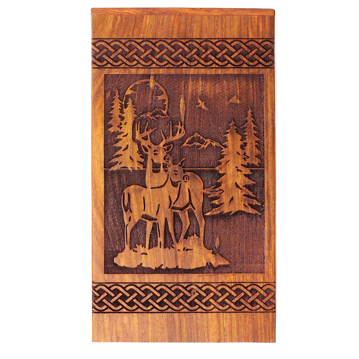 Wooden Handmade Handcrafted Laser Etching Engraved Cremation Burial & Memorial Urn for Ash Remains Storage | Adult Pet Human (Deer Christmas Generic