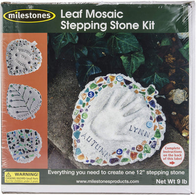 Midwest Products Milestones Decorative Mosaic Leaf Stepping Stone Kit for Flower Beds, Gardens, and Walkways - 901-11455
