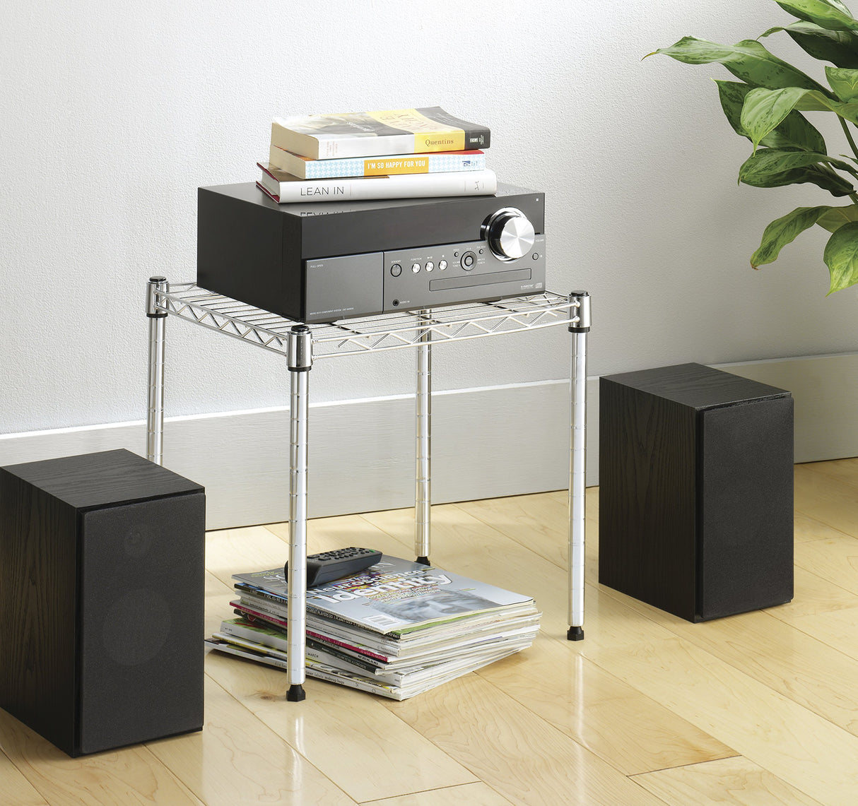 Whitmor Wire Shelving Unit, Metal Storage Shelves, Stacking Shelf with Basket, Easy Assembly Home Organizer for Pantry, Kitchen, Garage, Plant Whitmor