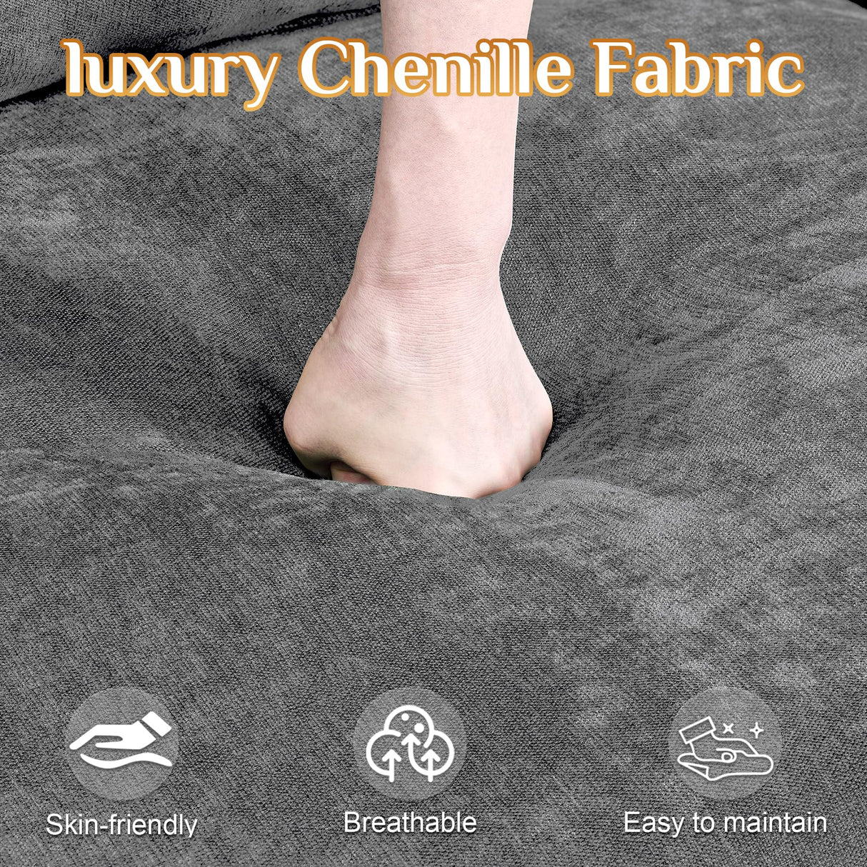 145" U Shaped Cloud Couch Sectionals Comfy Grey Sectional Couches for Living Room Modern Fluffy Oversized Modular Sofas, Chenille Large Big 6 Seat Sofa Set USB Port Central Console Ottoman ONEMMLION