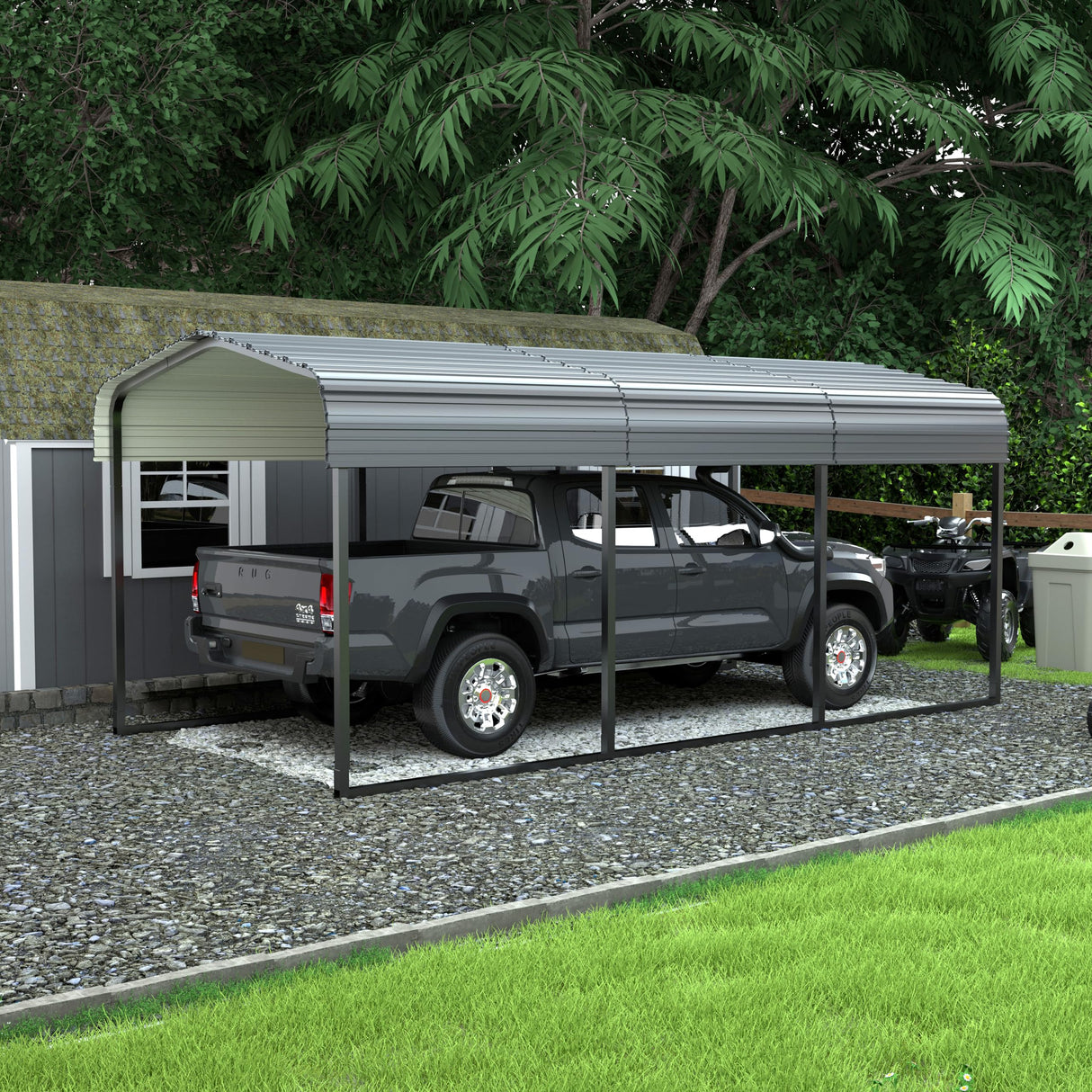 VEIKOU 10'x15' Heavy Duty Car Shelter with Thick Steel Roof, Upgraded Extra Large Carport Garage Kit for Shade VEIKOU