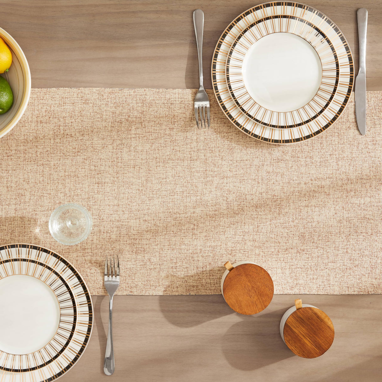 ZeeMart Burlap Style Farmhouse Table Runners 72 Inches Long, Beige Rustic Woven Dining Table Runner for Everyday Use, 14x72 Inches, Oatmeal Beige ZeeMart