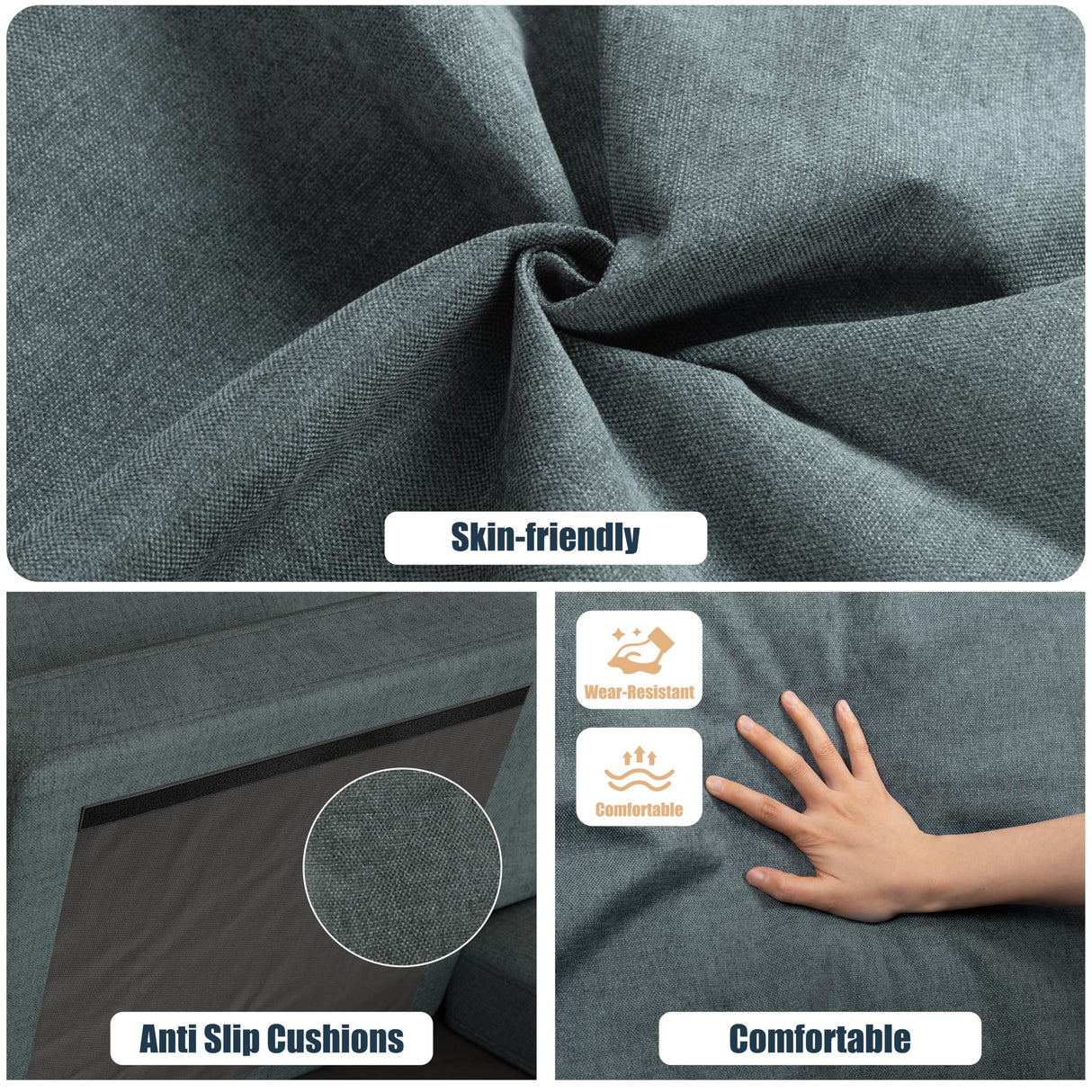 Meilocar Sectional Couches for Living Room, U Shaped Couch 4- Seat Sectional Sofa with Double Chaise, Comfortable Fabric Large Sofa for Apartment (Grey) Meilocar