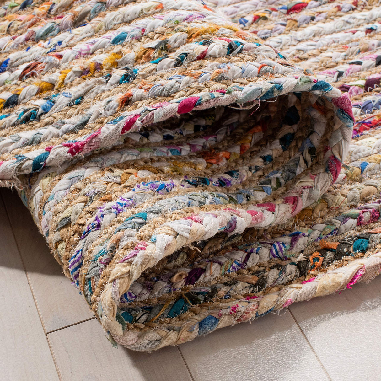 SAFAVIEH Area Rug 3x5 Oval - Cape Cod Collection - Beige & Multi, Handmade Jute & Cotton, Woven Braided Design (CAP202B) SAFAVIEH