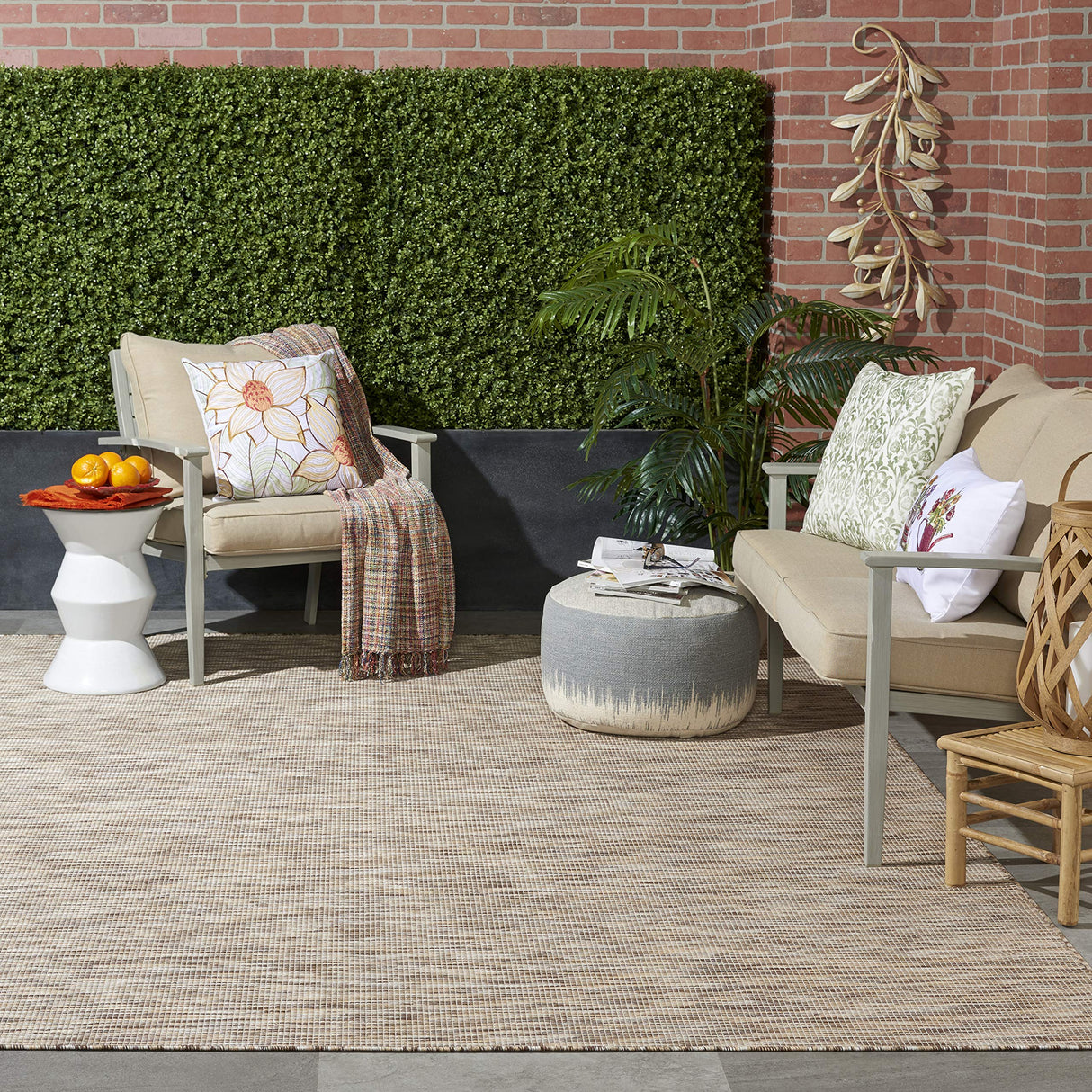 Nourison Positano Indoor-Outdoor Beige 8' x 10' Area Rug, Easy Cleaning, Non Shedding, Bed Room, Living Room, Dining Room, Backyard, Deck, Patio (8x10) Nourison