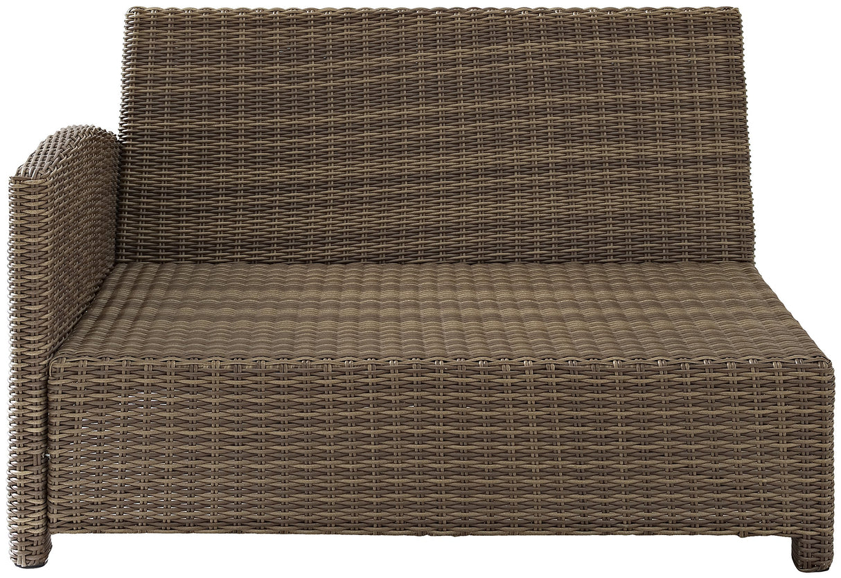 Crosley Furniture Bradenton Outdoor Sectional Left Side Loveseat, 2-Person Wicker Patio Couch for Deck, Brown with Navy Cushions Crosley Furniture