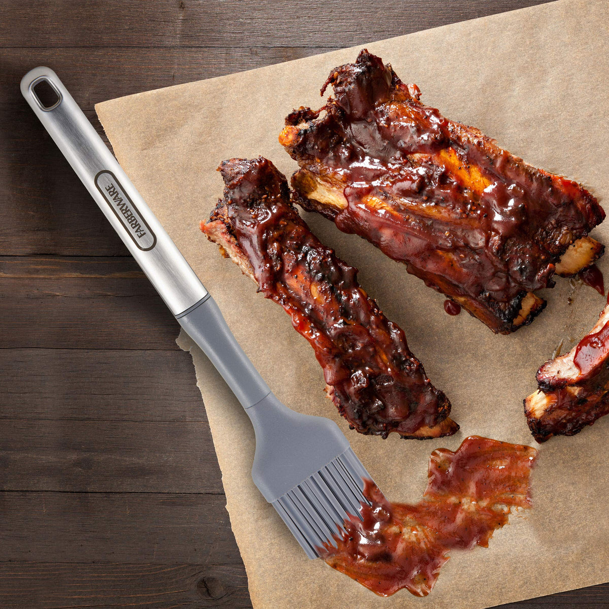 Farberware Professional Stainless Steel Soft Basting Brush, 11.02-Inch, Gray Farberware