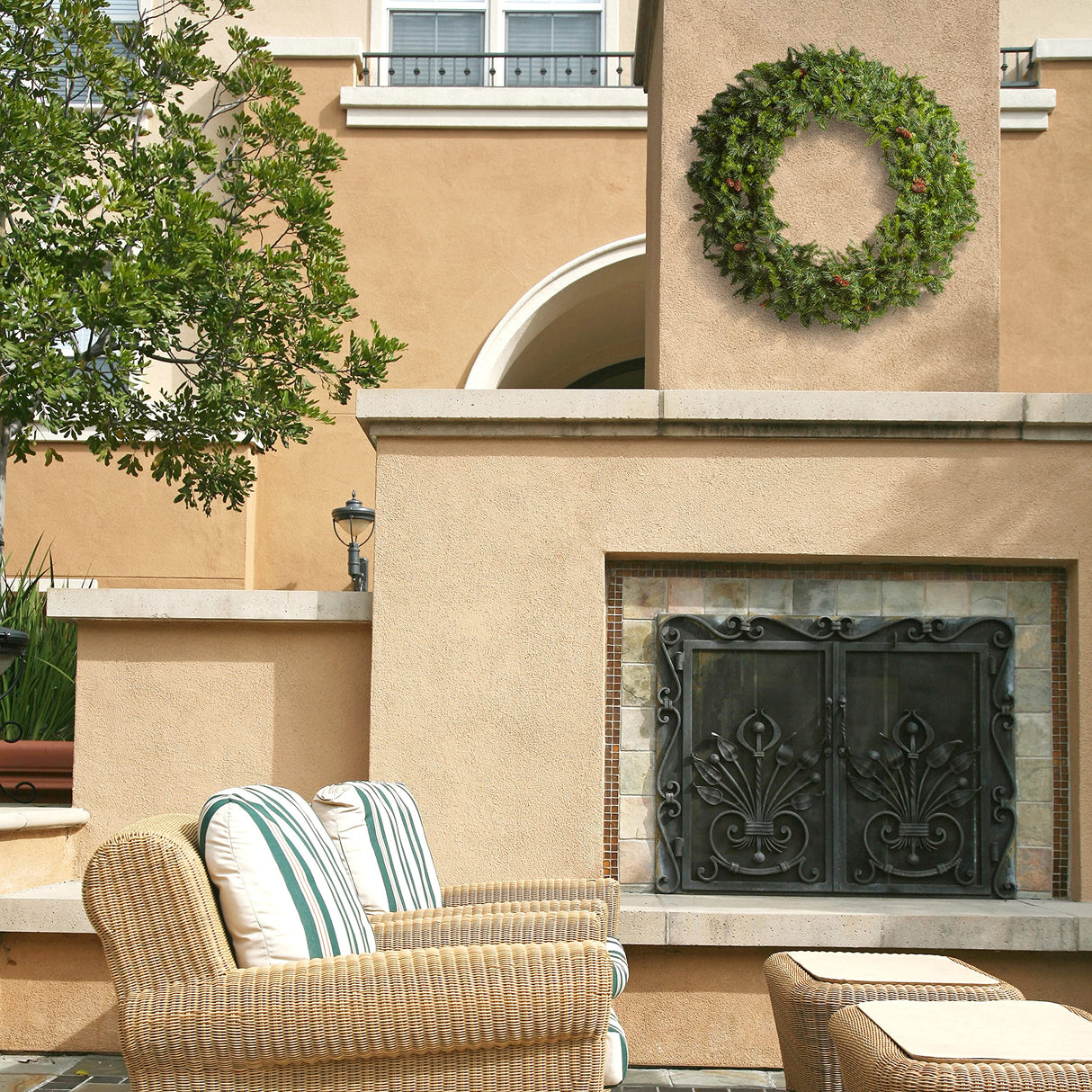 Vickerman 60" Cheyenne Pine Artificial Christmas Wreath with 860 PVC Tips - Indoor and Outdoor Use- Seasonal Holiday Decor - Featuring Pinecones for a Realistic Look Vickerman