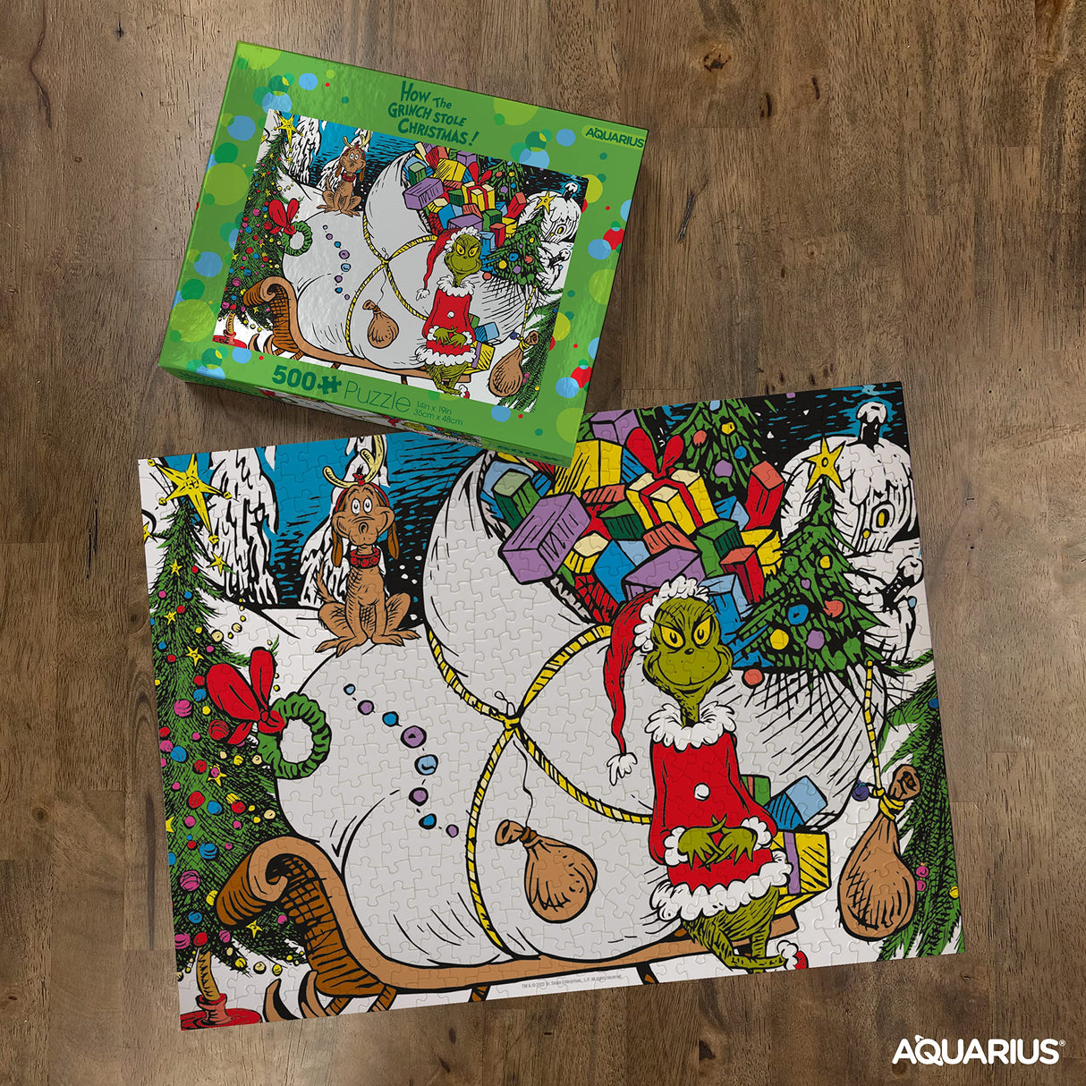 AQUARIUS Grinch Puzzle (500 Piece Jigsaw Puzzle) - Glare Free - Precision Fit - Virtually No Puzzle Dust - Officially Licensed Grinch Collectibles - 14x19 Inches AQUARIUS