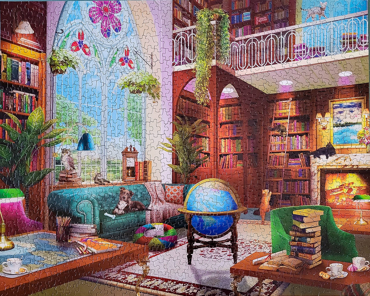 Springbok - The Library - 1000 Piece Jigsaw Puzzle- Challenge Yourself with This Colorful Image for booklovers Springbok