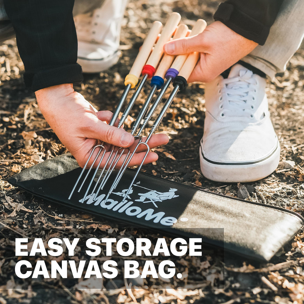 MalloMe Smores Sticks for Fire Pit Long - Marshmallow Roasting Sticks Smores Kit - Smore Skewers Hot Dog Fork Campfire Cooking Equipment, Camping Essentials S'mores Gear Outdoor Accessories 32" 5 Pack MalloMe