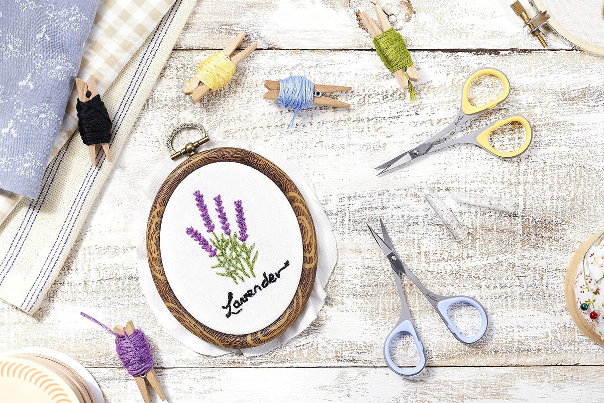 Beaditive Sewing and Embroidery Scissors Set (2 pcs) Curved and Straight, Sharp, Stainless-Steel Design | Precision Tips, Ergonomic Rubber Handle Grip | Small, Compact DIY Use (Extra Sharp) Beaditive