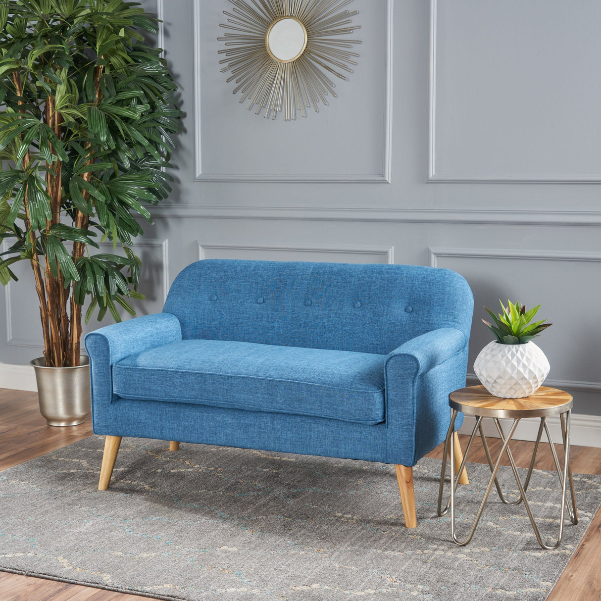 Christopher Knight Home Mariah Mid-Century Modern Loveseat, Muted Blue Christopher Knight Home