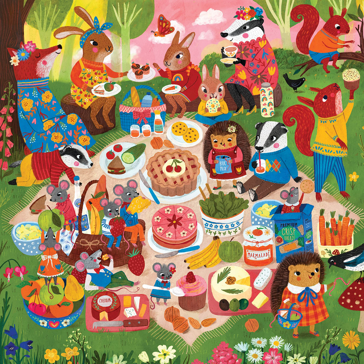 Mudpuppy Woodland Picnic 500 Piece Family Puzzle Mudpuppy
