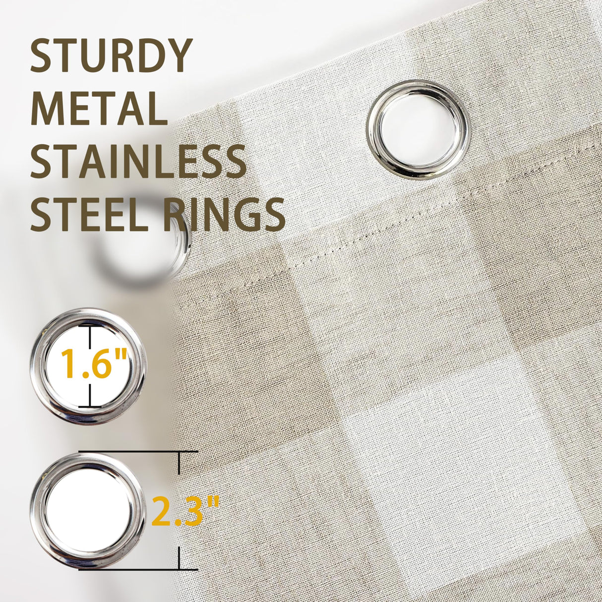 DriftAway Buffalo Plaid Check Curtains Woven Plaid Pattern Lined Blackout Thermal Insulated Window Curtain Grommet 2 Layers 2 Panels 52 Inch by 63 Inch Taupe DriftAway