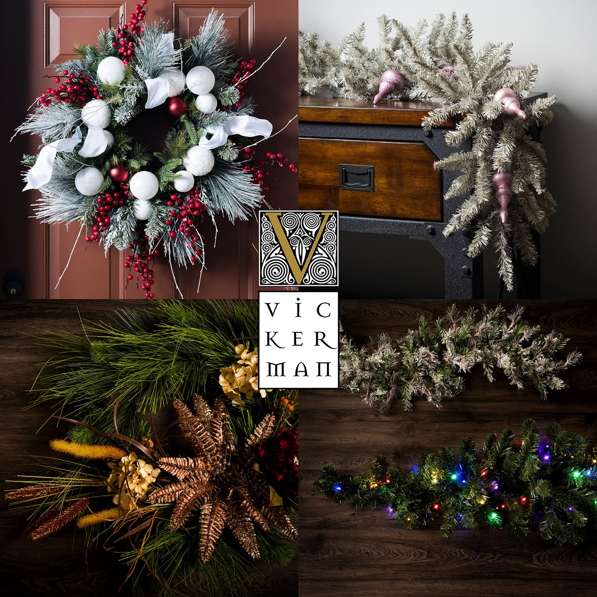 Vickerman 36" Flocked Snow Ridge Artificial Christmas Wreath, Unlit - Faux Snowy Christmas Wreath - Indoor Seasonal Home Wall Decor Vickerman