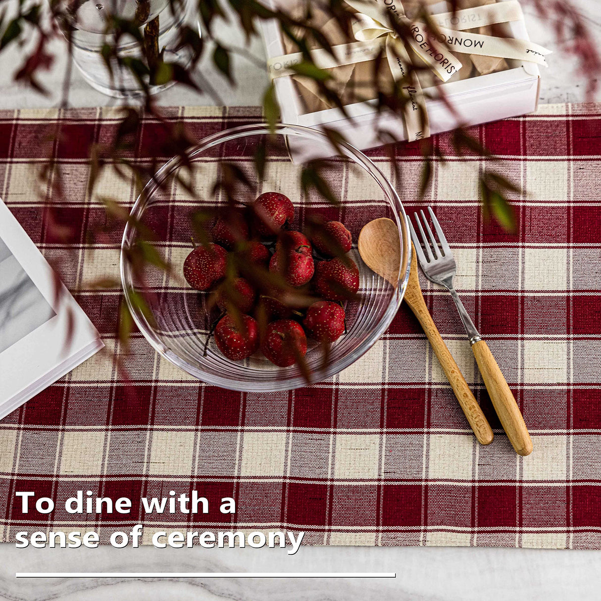 Home Brilliant Red Placemats Set of 6 Farmhouse Buffalo Plaid Table Mats Heat Resistant Dining Dinner Place Mats for Christmas Kitchen Table Dinner Mats, 13 x 19 inches, Checker, Crimson Home Brilliant