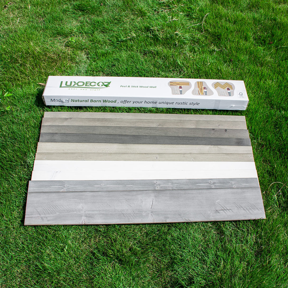 Luxdecor Real Wood Wall Planks for Wall- White Shiplap Boards 5" Peel and Stick Shiplap Boards 10 Pieces Wall Shiplap Planks Board 12.5 Sq Ft Luxdecor