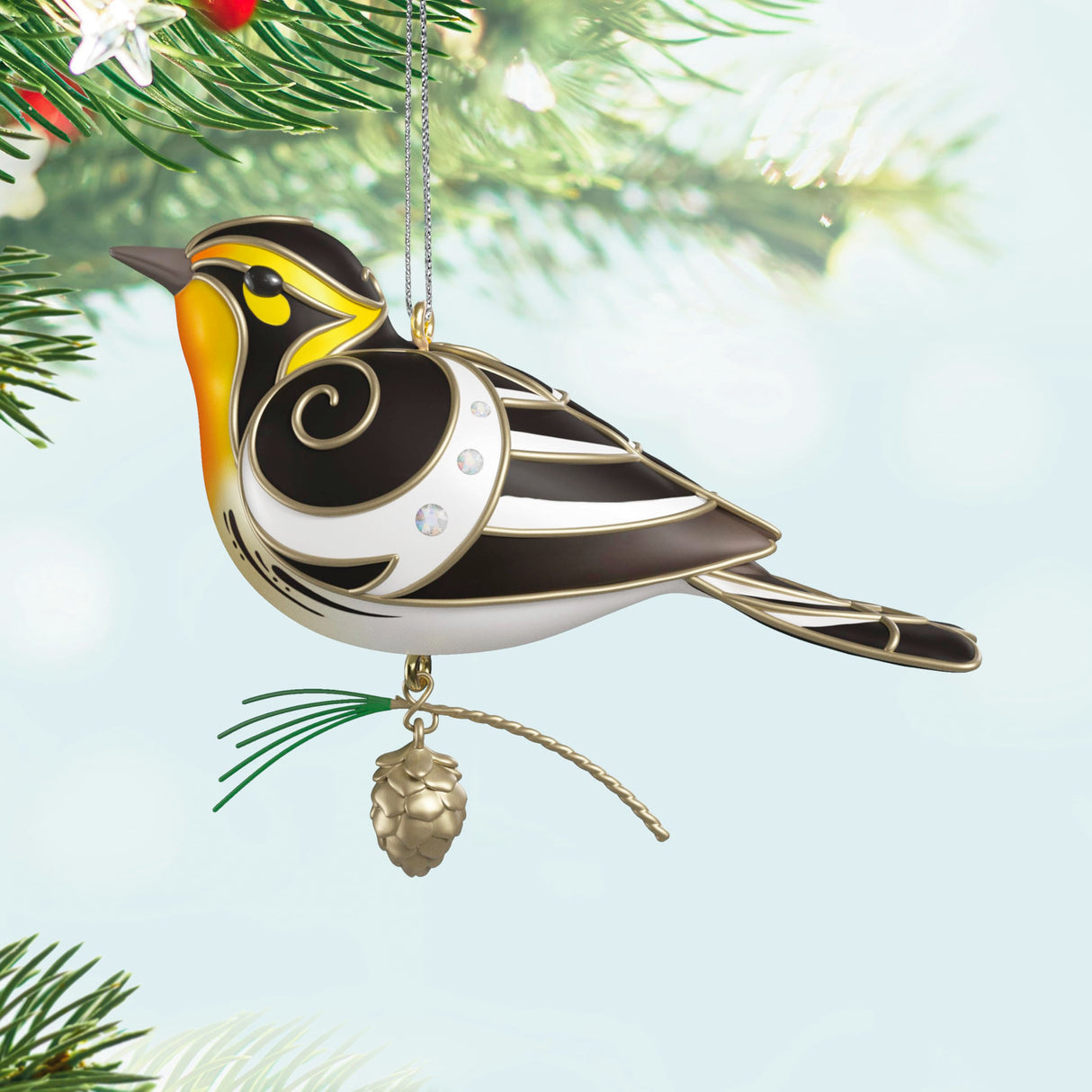 Hallmark Keepsake Christmas Ornament 2025, The Beauty of Birds Blackburnian Warbler, Gifts for Nature Lovers Hallmark Keepsake