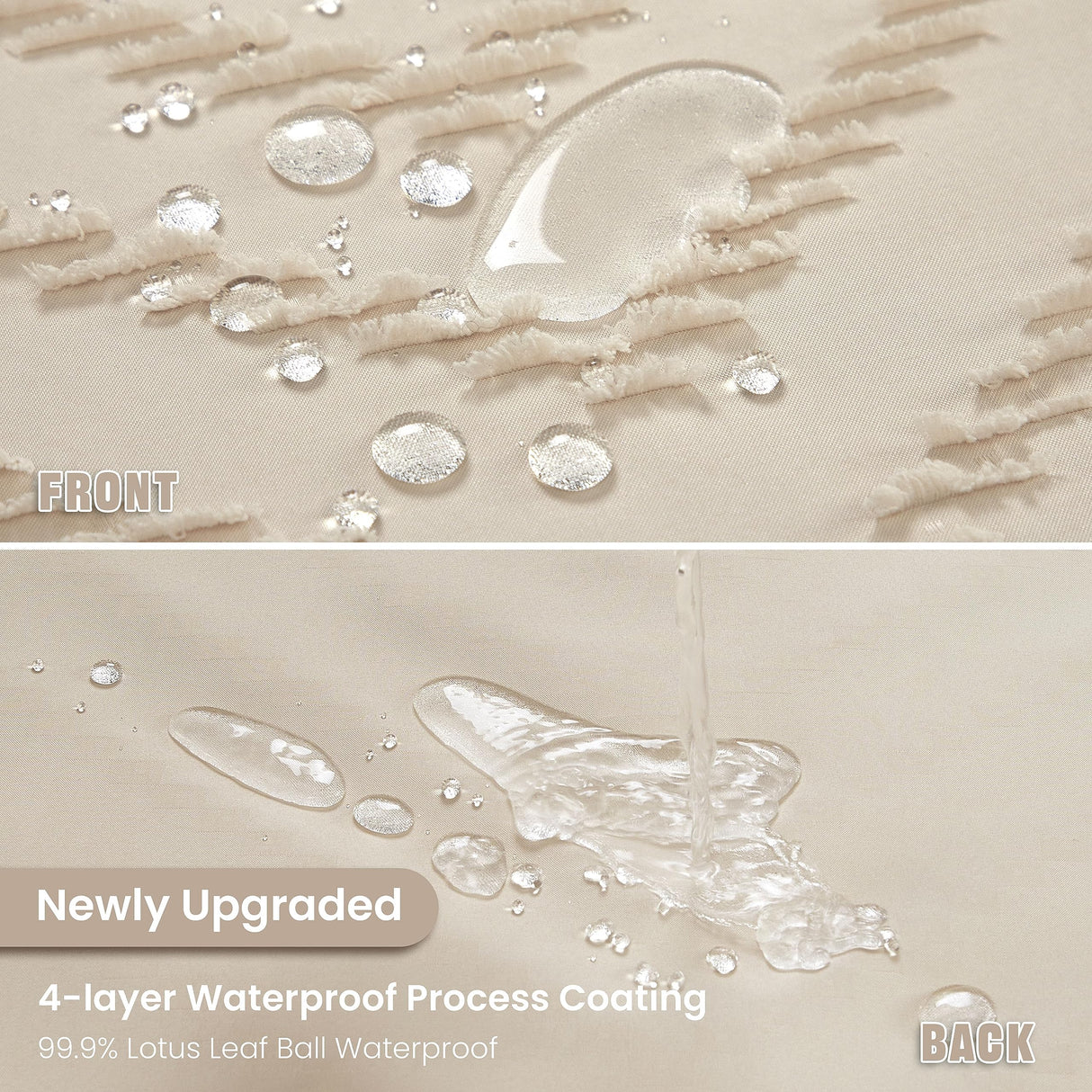 Siiluminisoy Boho Farmhouse Shower Curtain Woven Fabric Cute Beige Shower Curtain, 72 x 72 Tufted Chevron Textured Striped Modern Farmhouse Minimalist Shower Curtain for Bathroom Siiluminisoy