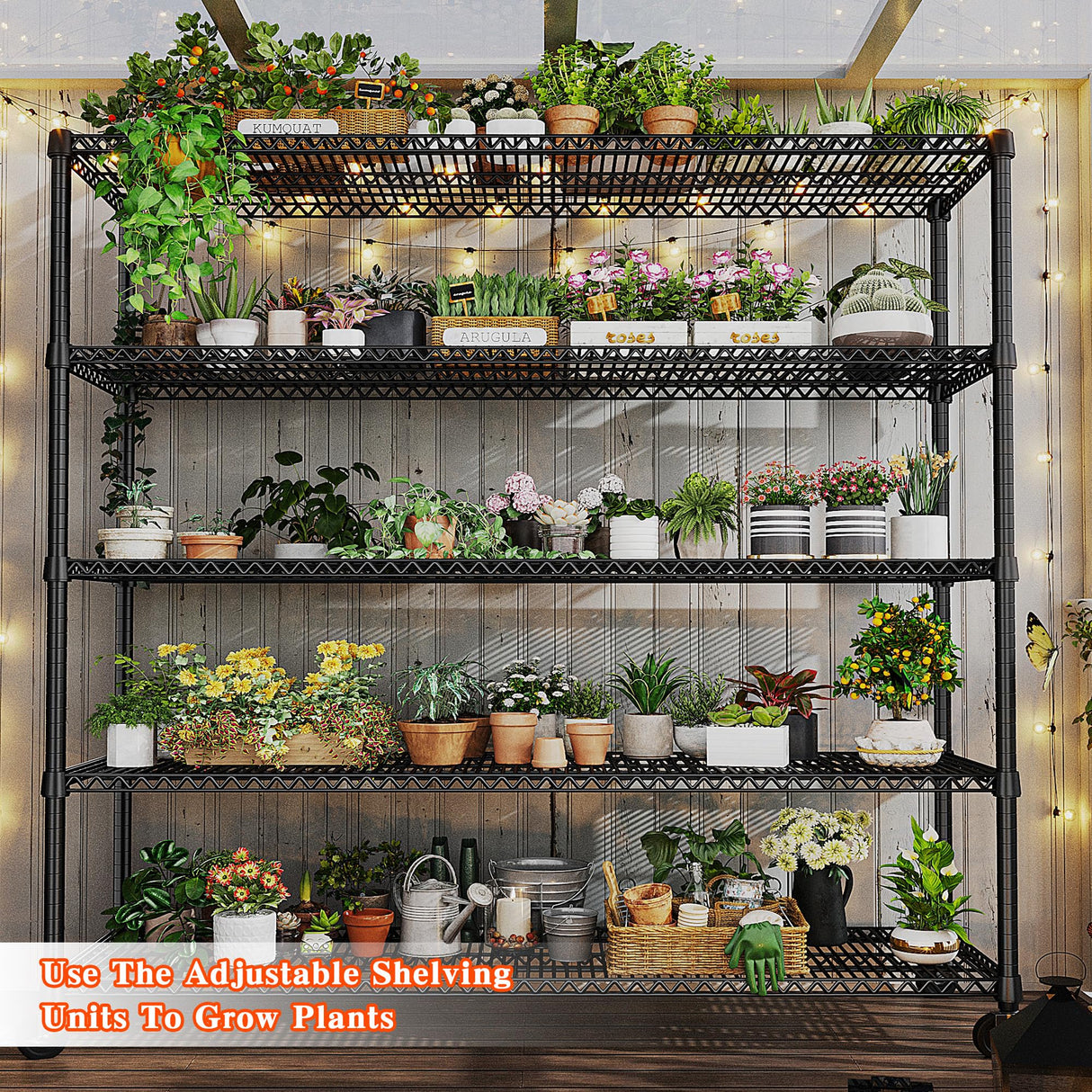 REIBII 73" H Storage Shelves Wire Shelving with Wheels 3200 lbs Heavy Duty Steel Metal Shelving Unit Shelf Rack for Warehouses,Garage, Kitchen, School,Commercial,73" H X 60”W X 18" D REIBII