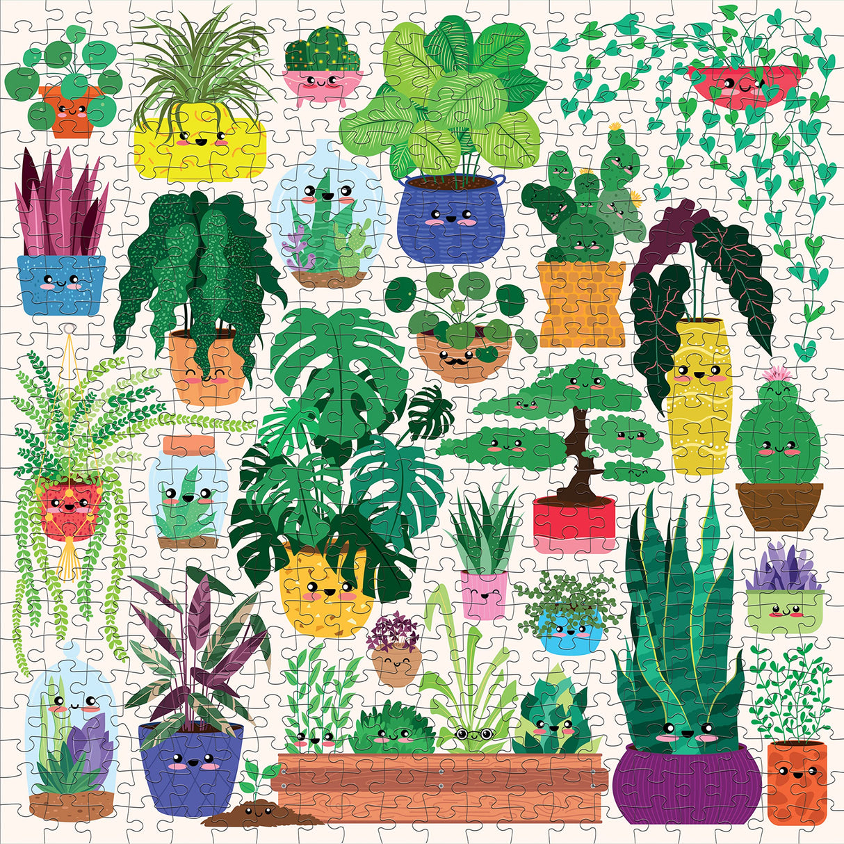 Mudpuppy Happy Plants – 500 Piece Family Puzzle with Fun and Adorable Illustrations of Succulents and Flowers for Children Ages 8 and Up Mudpuppy