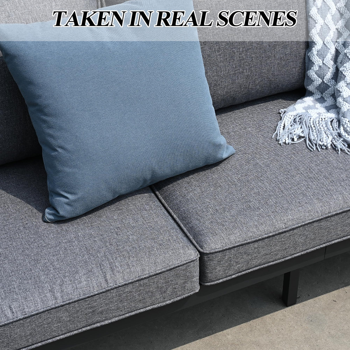 GARTOO Outdoor Aluminum Furniture Set - 5 Pieces Patio Conversation Sofa Sets with Upgraded Removable Cushion, Outside Sectional Sofas Sets with Coffee Table for Balcony, Backyard, Patio, Poolside GARTOO