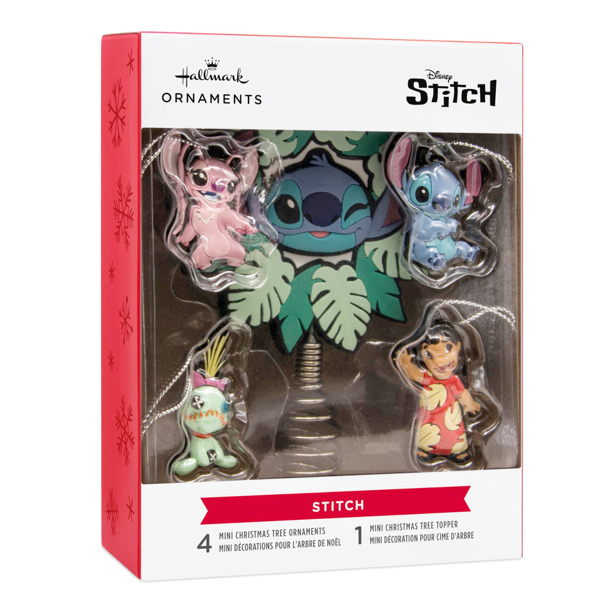 Hallmark Disney Lilo & Stitch Mini Christmas Tree Topper and Ornaments, Set of 5, Gifts for Disney Fans Hallmark