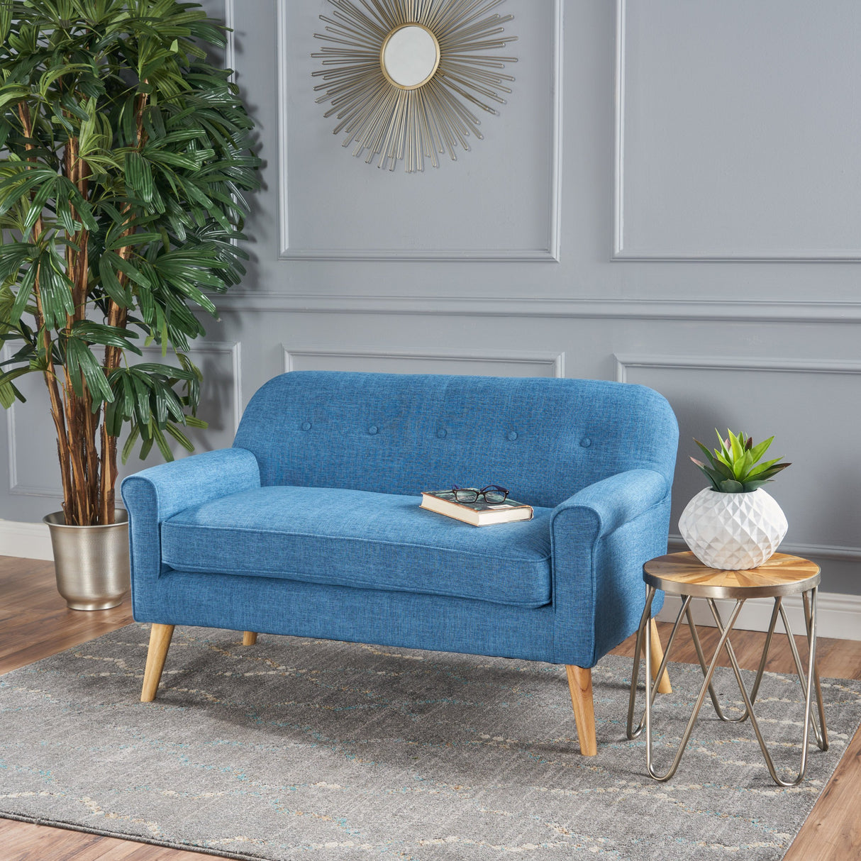 Christopher Knight Home Mariah Mid-Century Modern Loveseat, Muted Blue Christopher Knight Home