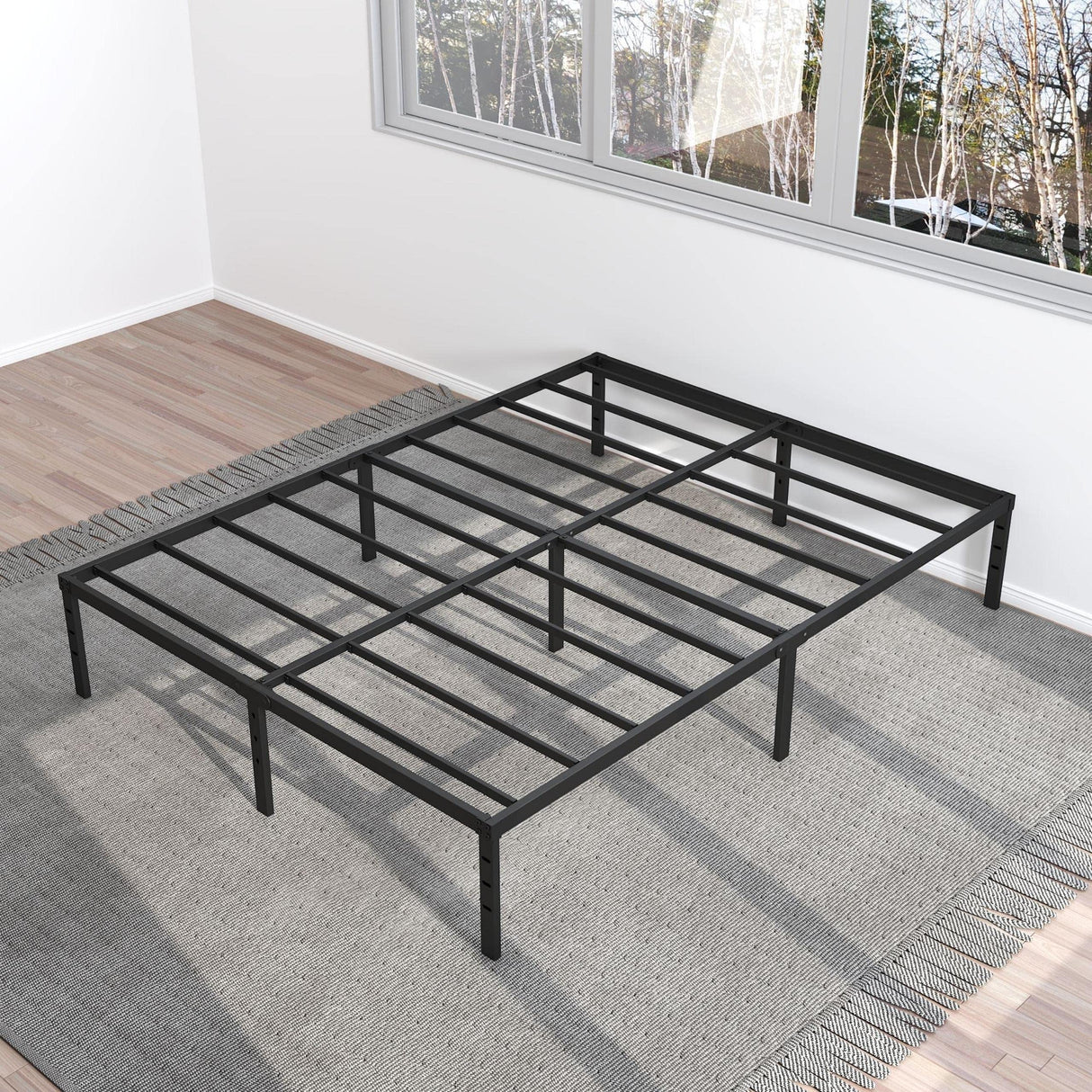 Maenizi 14 Inch Metal Bed Frame Queen Size No Box Spring Needed, Heavy Duty Platform Support Up to 3000 lbs, Easy Assembly, Noise Free, Black Maenizi