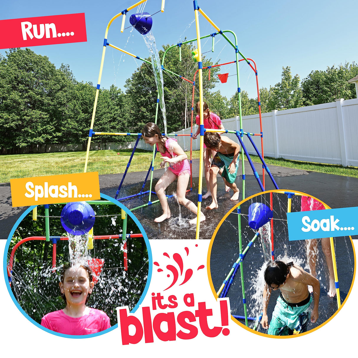 Backyard Waterpark with Splash Wheel, Dump Buckets for Kids Outdoor Water Play PUDDLE SPLASHERS
