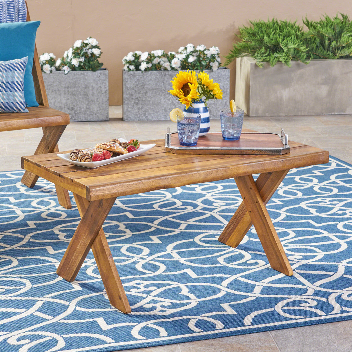 Christopher Knight Home Irene Outdoor Acacia Wood Coffee Table, Sandblast Teak Finish Christopher Knight Home