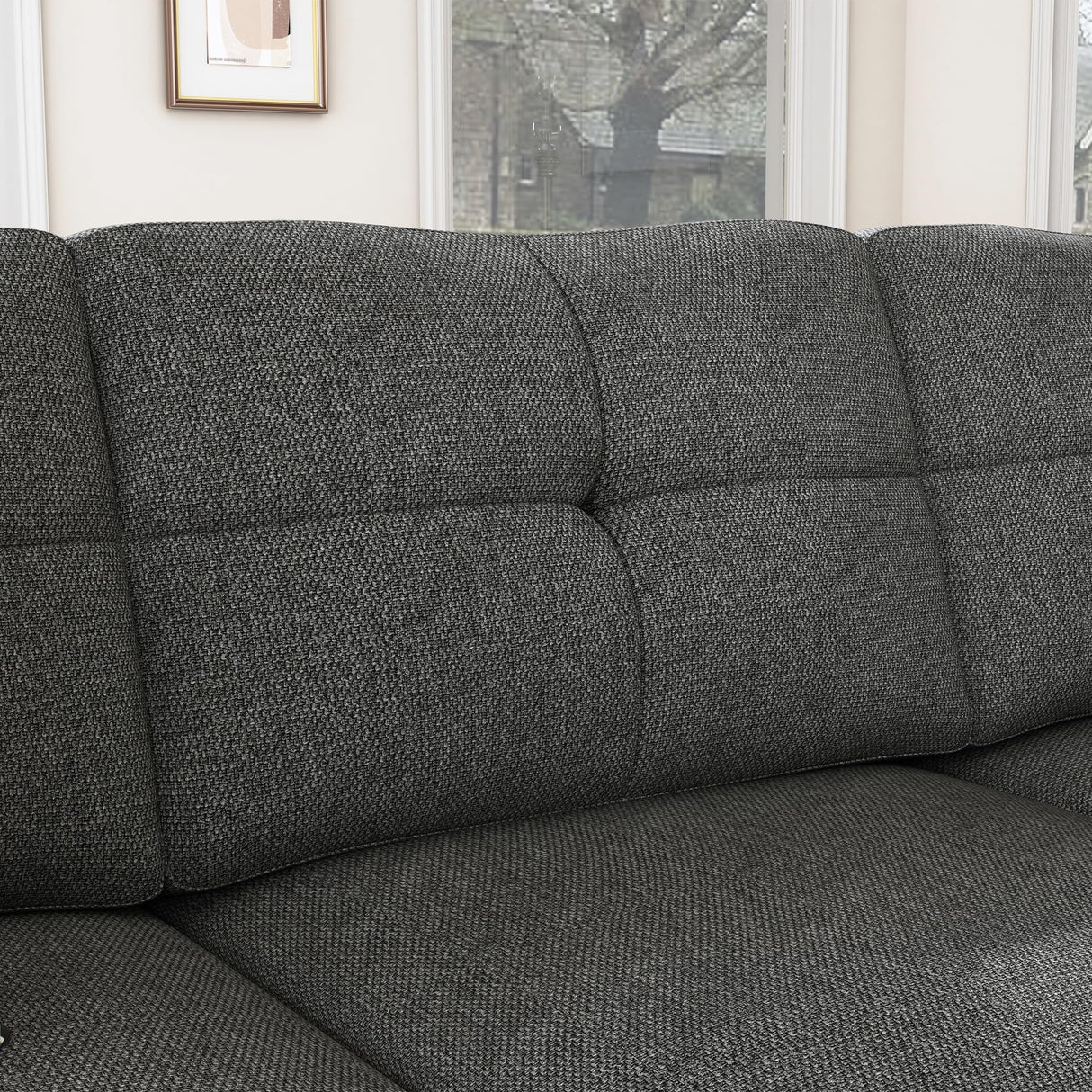 HONBAY Convertible Sectional Sofa L Shaped Couch for Small Apartment Reversible Sectional Couch for Living Room,Dark Grey HONBAY