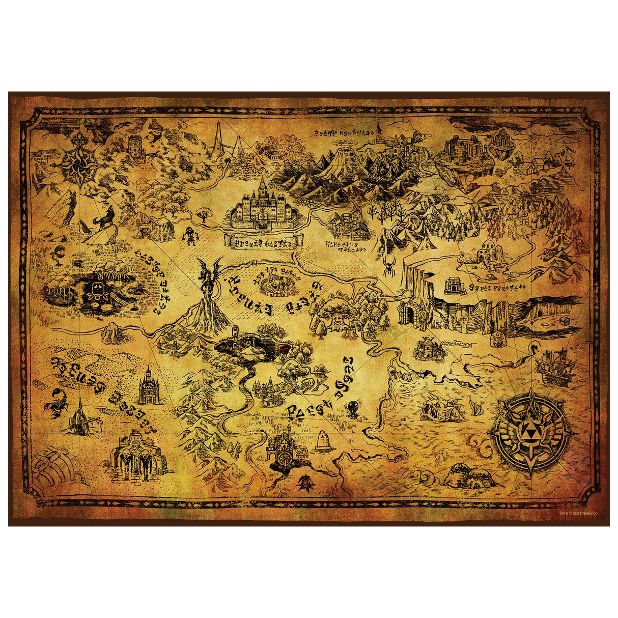 The Legend of Zelda Hyrule Map 1,000 Piece Jigsaw Puzzle | Collectible Puzzle Featuring Stylized Hyrule Map from The Legend of Zelda Video Games | Officially Licensed Nintendo Merchandise USAOPOLY