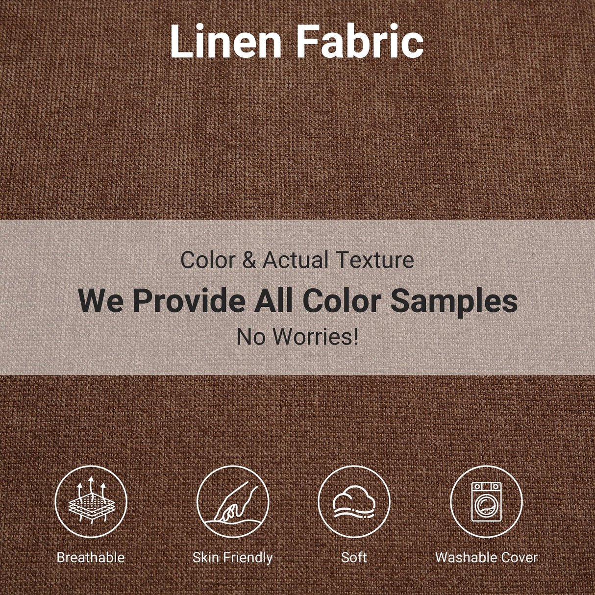 N NOORDENIYA 122″ Oversized Modular Sectional Sofa with Movable Ottoman, 6-Seat Deep Seat Sofa with Individual Sofa Covers, U Shaped Couch for Living Room, Bedroom, Apartment, Fabric, Brown N NOORDENIYA