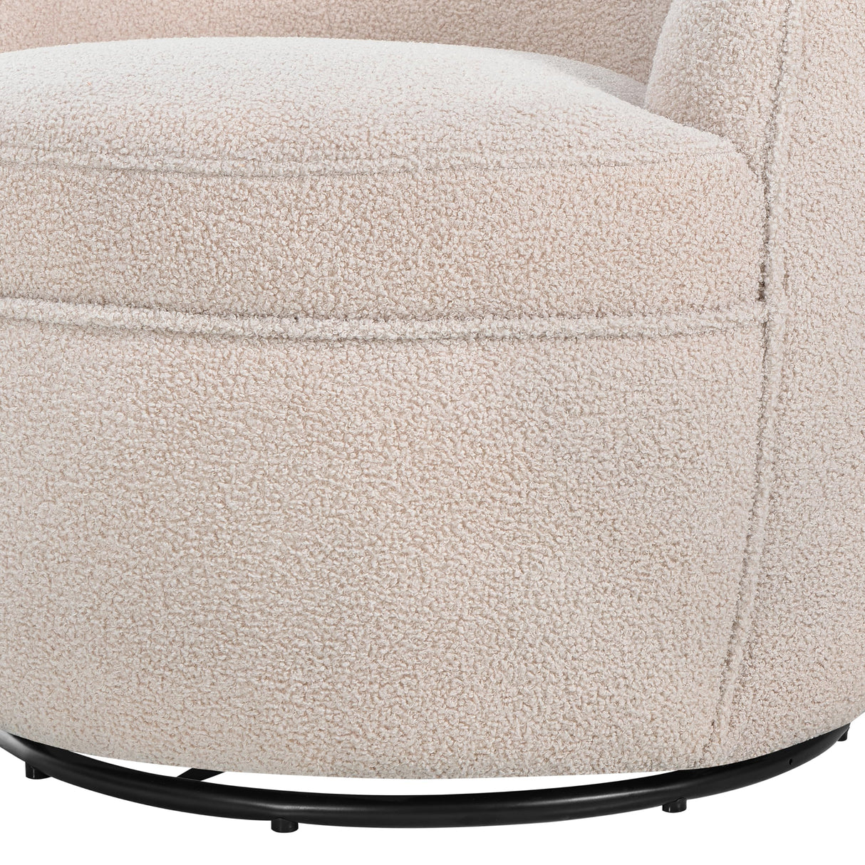 Roundhill Furniture Galleria 360 Swivel Teddy Sherpa Barrel Chair, Beige Roundhill Furniture