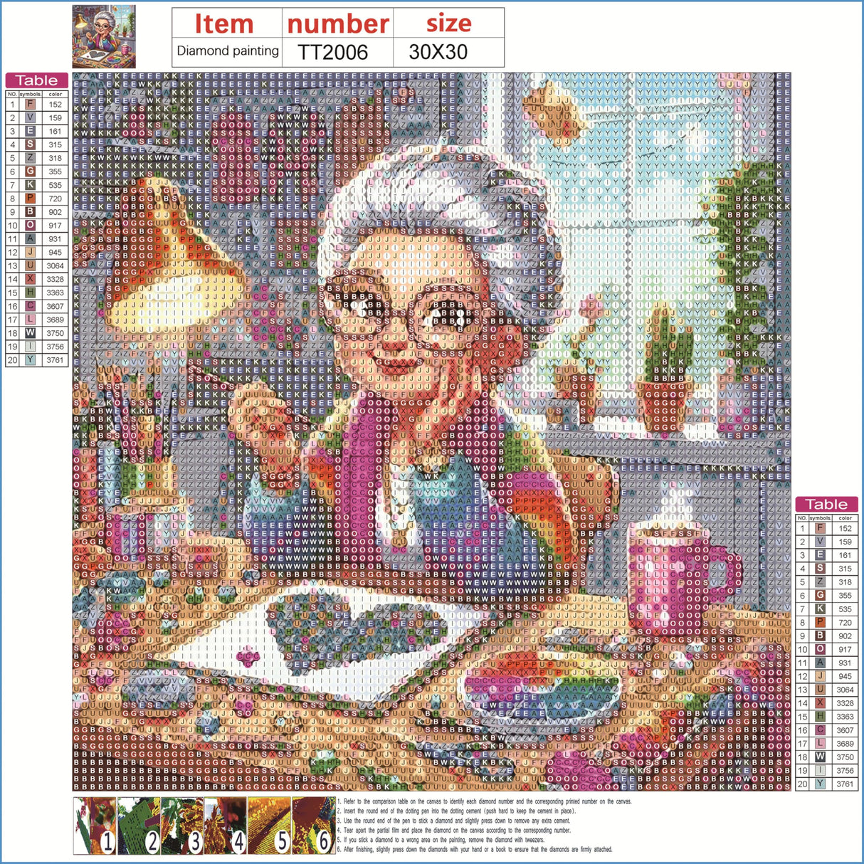 JFYHAB Diamond Art Kits for Adults,5D Grandma Diamond Painting DIY Diamond Art Diamond Painting Kits for Adult,Round Full Drill Diamonds, Diamond Art Kits for Home Decor-12x12inch JFYHAB