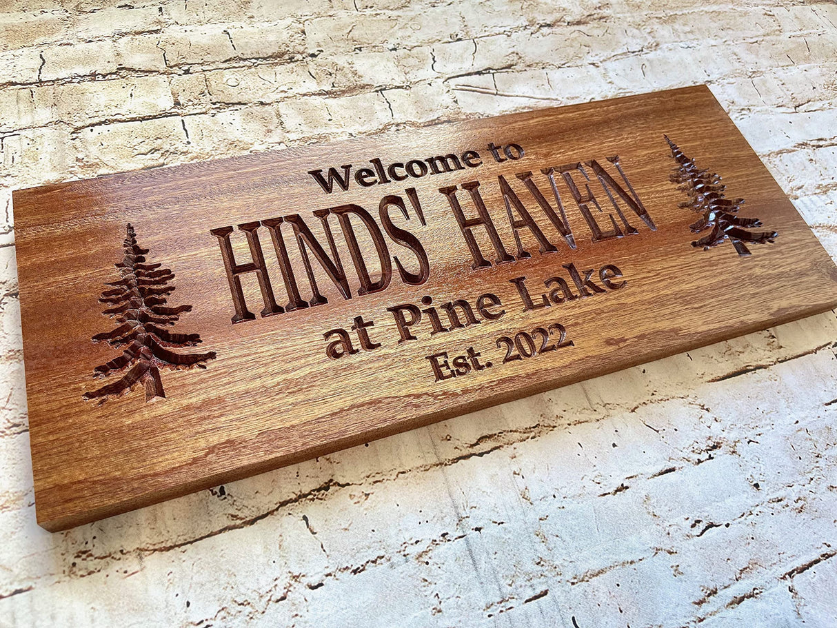 Personalized Cabin Sign Outdoor Wood Sign Welcome Sign Rustic Decor Custom Wood Sign Benchmark Signs And Gifts