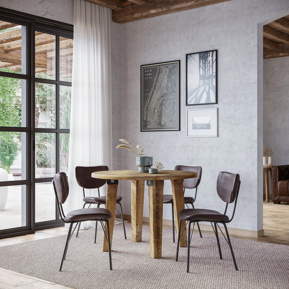 Jofran Reclamation 42" Rustic Reclaimed Solid Wood Round Dining Table Jofran Inc.