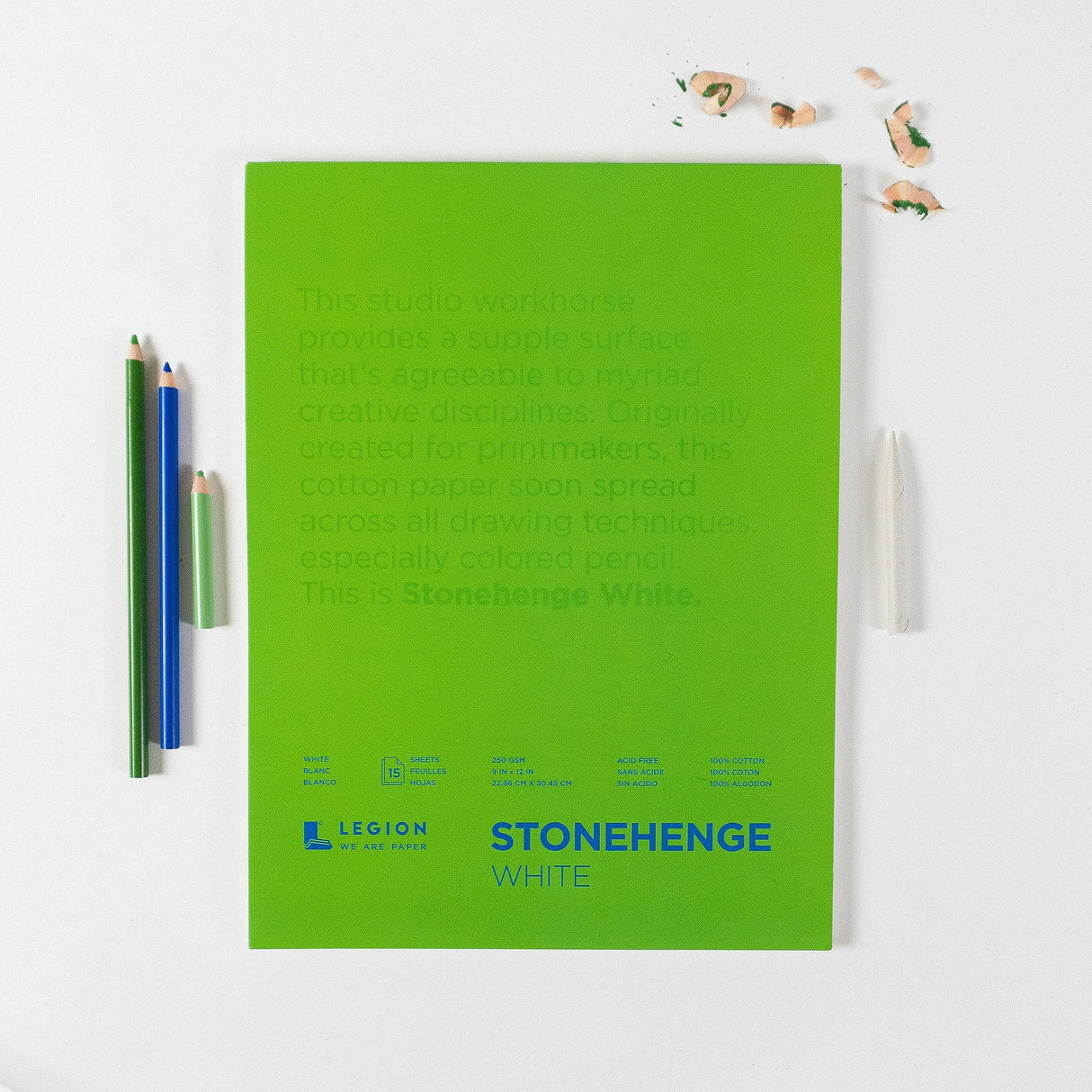 Legion Stonehenge Pad, Cotton Deckle Edge Paper, 18 X 24 inches, White, 15 Sheets Stonehenge