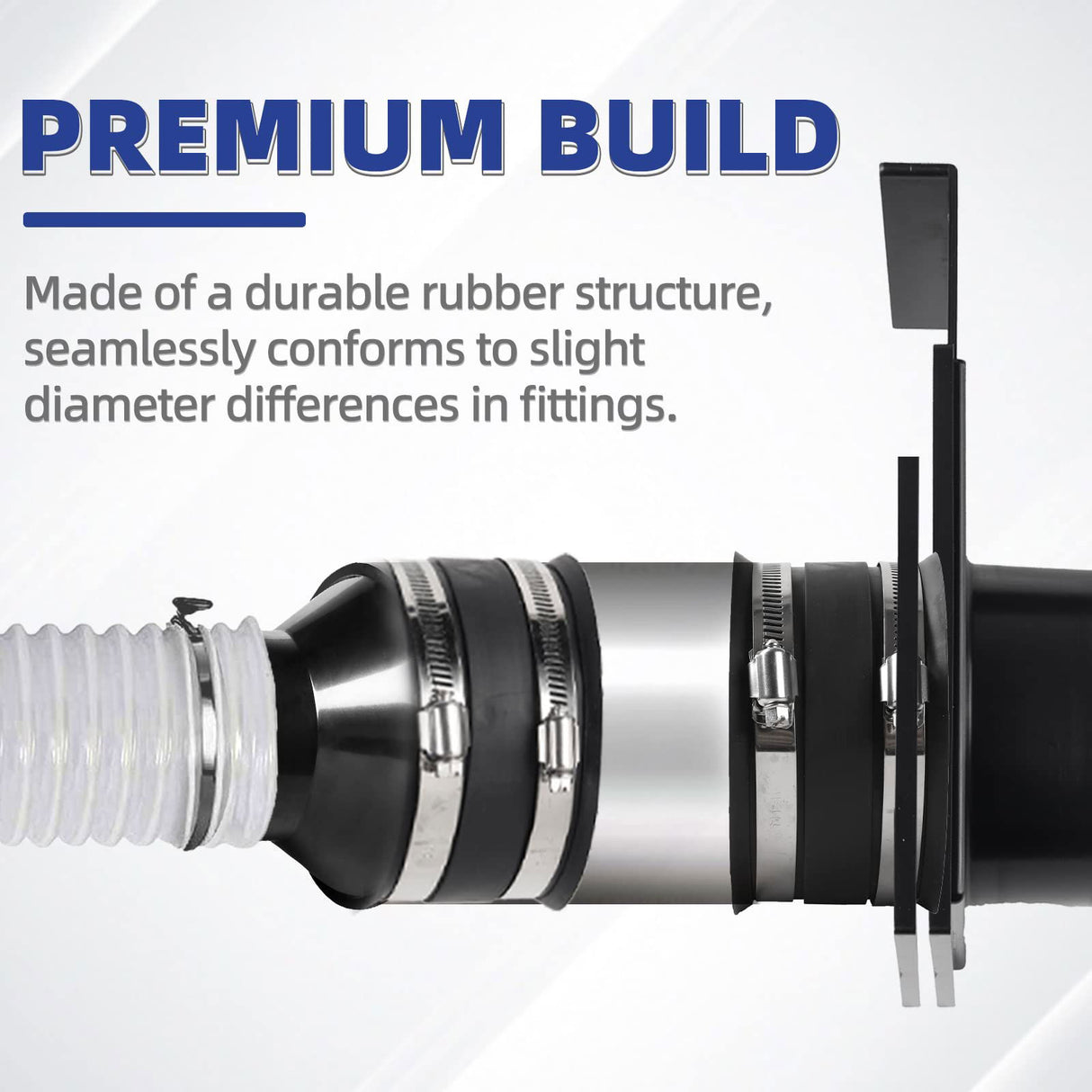 (Combo Pack) 4" to 2-1/2" Hose Cone Reducer, Dust Collection Fitting & 4” Flexible Hose Cuff Coupler & Blast Gate for Dust Collection Systems with TonGass