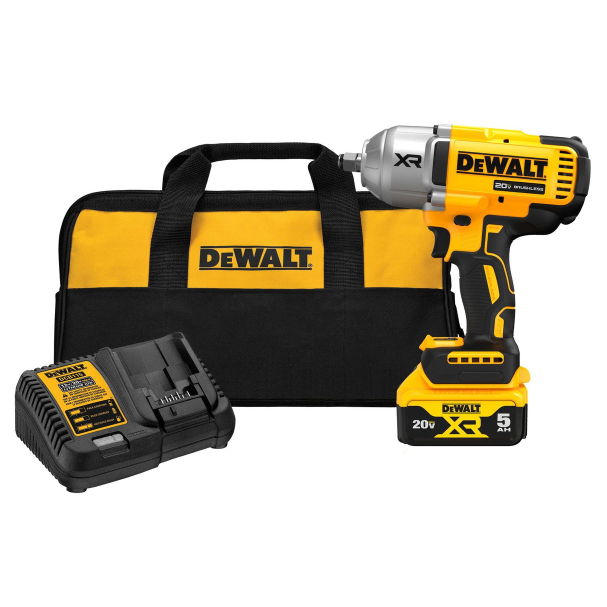 *DEWALT 20V MAX Cordless Impact Wrench Kit, 1/2" Hog Ring With 4-Mode Speed, Includes Battery, Charger and Bag (DCF900P1) DEWALT