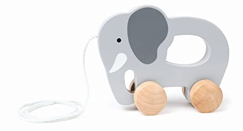 (Elephant) - Hape Elephant Wooden Push and Pull Toddler Toy,Grey Hape