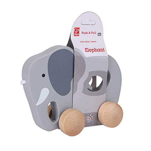 (Elephant) - Hape Elephant Wooden Push and Pull Toddler Toy,Grey Hape