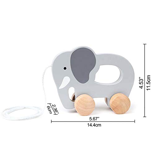 (Elephant) - Hape Elephant Wooden Push and Pull Toddler Toy,Grey Hape